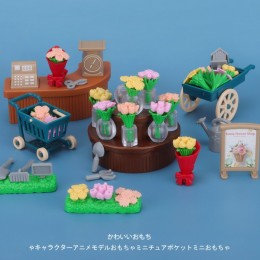 仿真迷你過家家娃娃屋玩具模型鮮花店小推車購物車擺件 仿真迷你過家家娃娃屋玩具模型鮮花店小推車購物車擺件