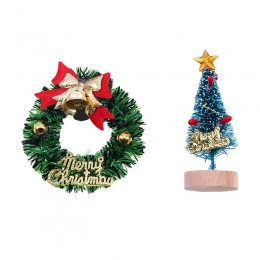 Dollhouse場景模型配件 迷你帶鈴鐺蝴蝶結花環 微景觀聖誕樹擺件 Dollhouse場景模型配件 迷你帶鈴鐺蝴蝶結花環 微景觀聖誕樹擺件