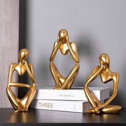 現代輕奢金色人物擺件酒柜裝飾品玄關擺件家居工藝品