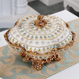 歐式干果盤客廳茶幾奢華水果盤擺件時尚高腳多層創意分格帶蓋果盤 歐式干果盤客廳茶幾奢華水果盤擺件時尚高腳多層創意分格帶蓋果盤