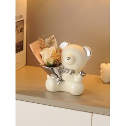 創意捧花暴力熊家居玄關擺件客廳電視柜桌面奶油風裝飾品喬遷禮物 創意捧花暴力熊家居玄關擺件客廳電視柜桌面奶油風裝飾品喬遷禮物